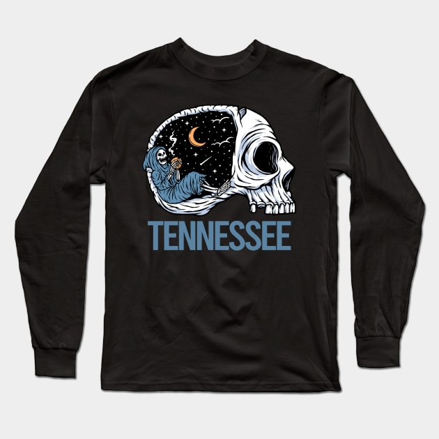 Chilling Skeleton Tennessee Long Sleeve T-Shirt by flaskoverhand